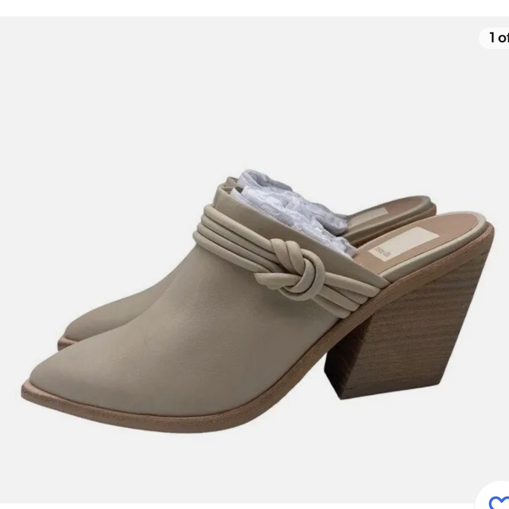 - Dolce Vita Women's Heeled Mules Sita Sand Nubuck Leather Slip On Neutral